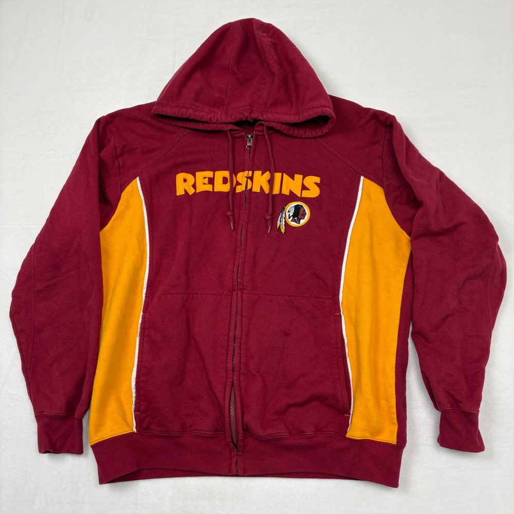 NFL Team Apparel Washington Redskins Full Zip Hoodie Burgundy Gold Mens Large